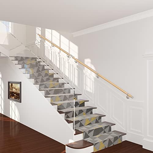 ROTHLEY Pipe Handrails for Indoor Stairs: 6.6FT Stair Railing Wood Hand Railings for Stairs Indoor Wall Mount Stair Handrail 1.6" Round Wooden Stair Railing for Elderly & Kids (Pine)