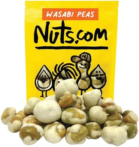 Nuts.com Natural Color Hot Wasabi Peas - Sweet and Spicy Wasabi Coated Green Peas - Healthy & Delicious Japanese Snacks w/No Artificial Dyes - Crunchy Pea Snack Packed in a Resealable Bag (1 Lb)