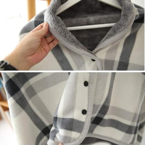 Wheelchair Blanket for Adults - Portable Winter Shawl, Windproof Plaid Poncho - Stay Warm with Wearable Blanket, Wheelchair Warmer Cover