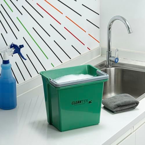Restaurantware-Clean Tek Professional 6 Quart Cleaning Bucket, 1 Utility Pail with Handle - Heavy-Duty, Portable, Green Plastic Washing Pail, Perfect for Household, Outdoor, Car Wash and More