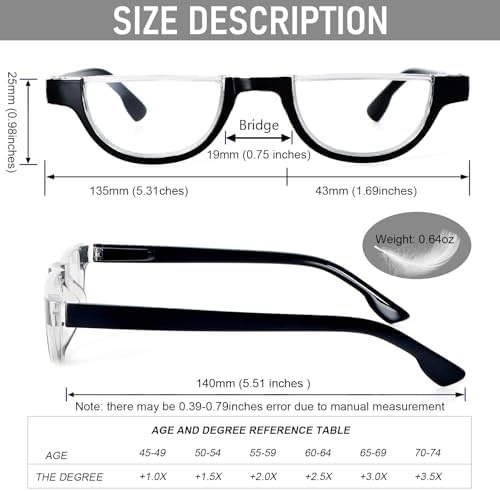 DXYXYO Half Moon Reading Glasses for Women, 3 Pack Small Semi Frame Readers with Spring Hinge Blue Light Blocking