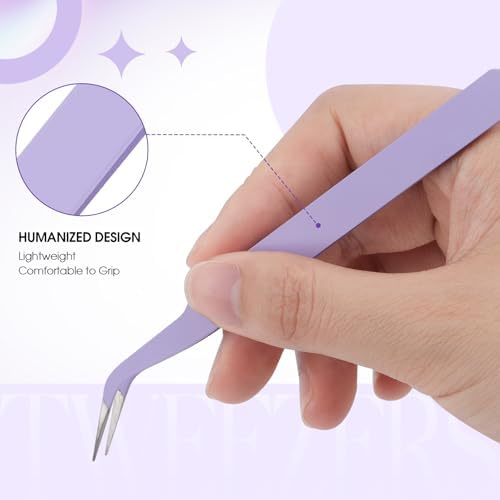 WENDY Lash Tweezers for Eyelash Extensions, Precision Fiber Stainless Steel Lash Applicator Tool for False Eyelashes, Precision Fiber Mega Volume lash-tweezers Use at Home