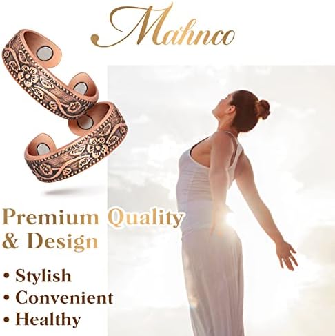 Lymphatic Drainage Therapeutic Magnetic Ring: Copper Rings with 3500 Gauss Magnets for Women Men Pain Relief, Magnetic Lymph Detox Ring 100% Solid Pure Copper Jewelry Gift (2PCS)