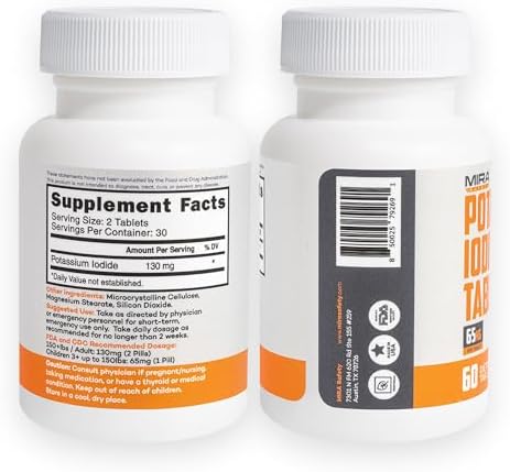 Potassium Iodide Tablets (60 Count) Emergency Radiation Pills