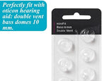 Hearing Aid Domes for Oticon Replacements, Oticon Minifit Double Vent Bass Domes (10 mm/2 Packs）, Universal Domes for Oticon Hearing Aid Supplies.