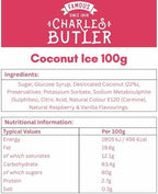 Charles Butler Coconut Ice Candy 100g (3.5 Oz) - Handmade Pink & White Coconut Sweets | Chewy English Treat | Old Fashioned British Candy Gift Box | Traditional UK Confectionery from England
