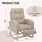 NIOIIKIT Modern Nursery Rocking Chair, Teddy Upholstered Rocking Chair with Footrest, Comfortable Rocker Chair with Side Pocket, Rocker Chair for Living Room, Bedroom, Nursing Room (Brown)