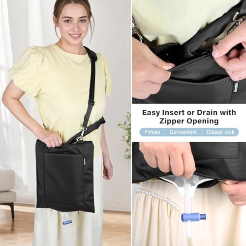 Urine Drainage Bag Holder，Privacy Cover for Foley, Catheter or Urine Bags，w/Adjustable Strap, Zipper Design，Waterproof & Machine Washable，for Urostomy & Foley Catheter Users up to 2000ml