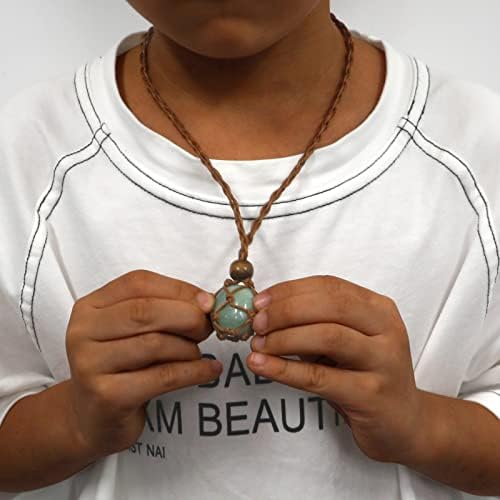 7 Chakra Healing Crystal Necklace Set - Boho Handmade Cord Cage and Hippie Energy Pendant Holder Real Crystal and Healing Stone Jewelry Spiritual Gift for Women Teen