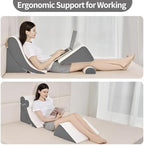 4PCS Orthopedic Bed Wedge Pillow Set for Post Surgery & Pain Relief, Adjustable Wedge Pillow for Back,Acid Reflux,Sitting up in Bed,Recovery,Snoring,Body Pillow for Sleeping (White/Dark Grey)