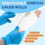 Sterile Gauze Rolls, 3" x 4.1 Yards, Conforming Stretch Gauze Bandage, Pack of 12, Firm Support for Dressings and Splints, Latex-Free First Aid Supplies Individually Wrapped with Bonus Tape