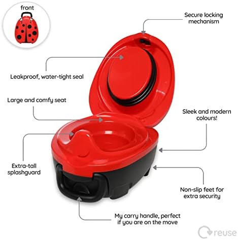 My Carry Potty - Ladybug Travel Potty, Award-Winning Portable Toddler Toilet Seat for Kids to Take Everywhere
