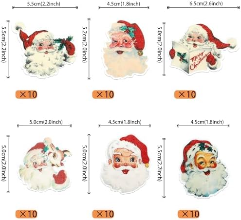 Rsstarxi 60 Pack Edible Santa Claus Cupcake Toppers Wafer Paper Santa Claus Merry Christmas Cake Decorations for Celebrating Merry Christmas Theme New Year Holiday Party Decorations Supplies