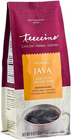 Teeccino Chicory Coffee Alternative - Java - Ground Herbal Coffee Caffeine-Free & Acid Free, Medium Roast, 11 Ounce (2 Pack)