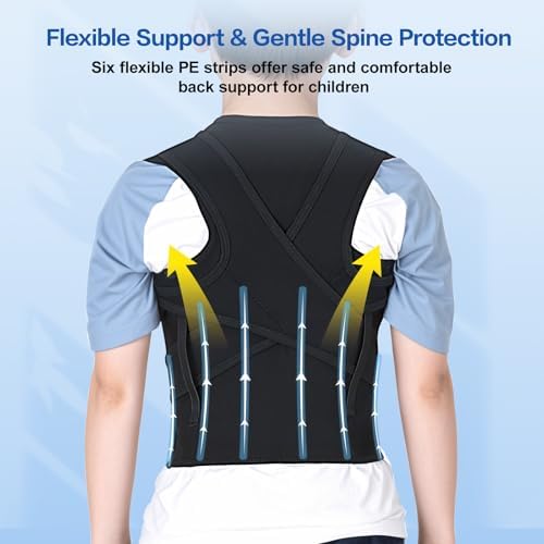 babaka Posture Corrector for Kids and Teens Adjustable Full Back Support Brace, Scoliosis, Dowagers Hump, Hunchback, Spine Corrector Boys and Girls (Medium, Waist: 18''-22'')