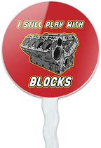 GRAPHICS & MORE I Still Play with Blocks Automotive Mechanic Car Engine Cupcake Picks Toppers Decoration Set of 6