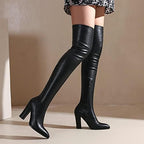 Vujkliy 10CM High Heel Large Knee Length Boots Patent Leather Sexy Pointy Nightclub Performance Pole Dance Boots