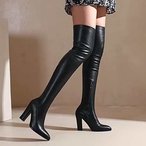Vujkliy 10CM High Heel Large Knee Length Boots Patent Leather Sexy Pointy Nightclub Performance Pole Dance Boots
