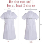 Nurse Costume for Women White Lab Coat Doctor Costume Halloween Outfit Include Coat Hat Stethoscope Socks Glasses