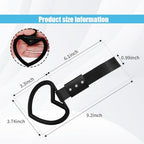 2PCS Heart-Shaped Car Handle Straps, Auto GRAP Handle Warning Pull Ring, Heart Decor for Car, SUV, Subway, Bus