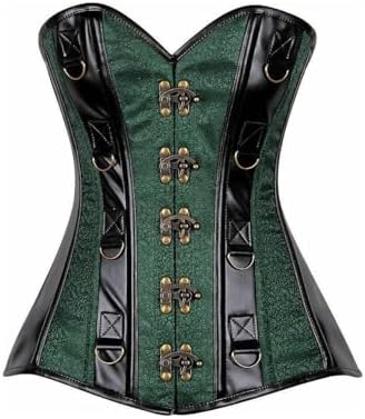 Daisy Corsets Top Drawer Brocade & Faux Leather Steel Boned Corset Underwear