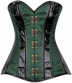 Daisy Corsets Top Drawer Brocade & Faux Leather Steel Boned Corset Underwear