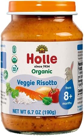 Holle Organic Veggie Risotto Flavored Puree Baby Food, Non GMO, Vegan, 6.7 Ounces (Pack Of 6)