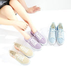 Obtaom Women's Play Fashion Sneaker White Color Washed and Leopard Canvas Slip on Shoes