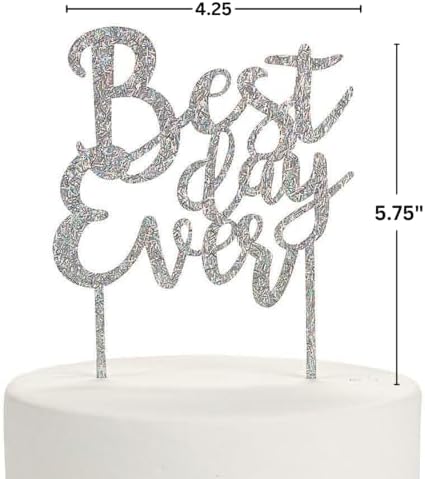 Fun Express Best Day Ever Acrylic Cake Topper - Home Decor - 1 Piece
