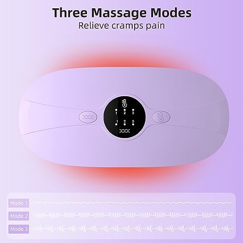 Portable Cordless Heating Pad, Heating Pad, Electric Waist Belt Device, 3-Speed Vibration &3-Speed Heat Levels, Portable Electric Fast Heating Belly Wrap Belt for Women and Girl (Light Purple)