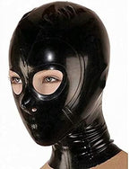 Latex Mask Open Eyes and Nostrils Rubber Unisex Hood Unique Club Wear,Black,Large