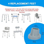 supregear Shower Chair Leg Caps - Heavy Duty Replacement Feet for Shower Stools Bath Seat, 1-1/8" I.D. Slope Rubber Tips for Transfer Bench Non-Slip Extreme Grip Suction Cup Feet, 8PK