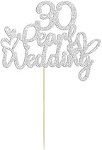 Gyufise 1Pcs 30 Pearl Wedding Cake Topper Glitter 30 Pearl Years Cake Pick Decoration for Happy 30th Anniversary Wedding Party Cake Decorations Supplies
