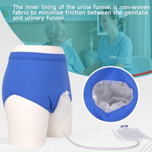 Urine Collector, Incontinence Pants for Men, Wearable Urine Collection Bag for Men, Men's Portable External Catheter Device with Two 500ml Urine Bag Reusable, Portable Leak Proof Leg Pee for Elder, XL