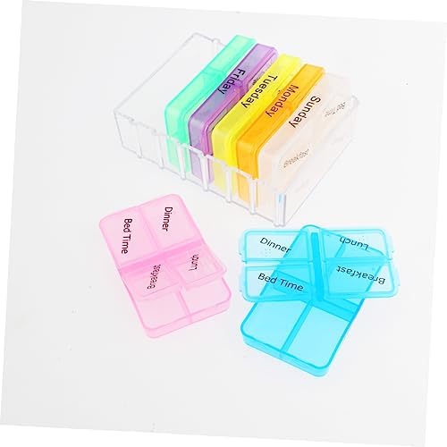 Portable Day Pill Organizer Cell Storage Easy-Access Compartmental Design for Vitamins and Medication Hard Travel-Friendly Daily Medication Case