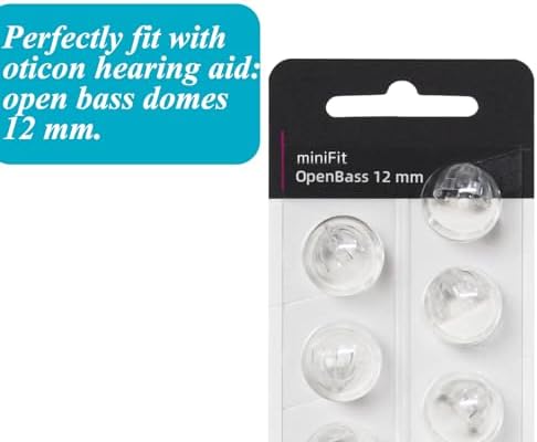 Hearing Aid Domes for Oticon Replacements, Oticon Minifit Open Bass Vent Domes (12 mm/2 Packs）, Universal Domes for Oticon Hearing Aid Supplies. (12MM Open BASS Vent)