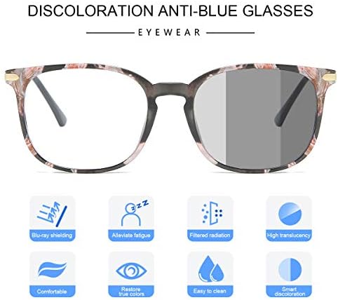 YIMI Blue Light Blocking Glasses Photochromic Sunglasses for Women Men Full Frame Anti UV Ray Filter Computer Gaming Glasses