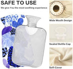OTVEE Heart Charm Print Hot Water Bottle with Cover, BPA Free PVC 1L Small Hot Water Bag for Pain Relief Menstrual Cramp Sore Muscles Hot and Cold Compress Therapy