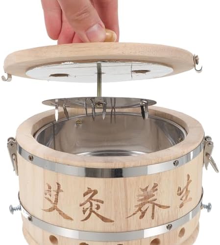 FRCOLOR Portable Moxibustion Box for Abdomen with Adjustable Holder Moxa Burner Case for Neck Back Chest Pain Relief at Home Compact and Lightweight Design