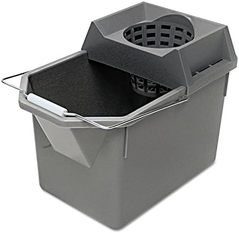 Rubbermaid Commercial Products, 15-Quart Lightweght Pail/Mop Bucket with Mop Strainer/Wringer Combo, Gray, Heavy Duty Mopping/Cleaning for Professional/Janitorial Use