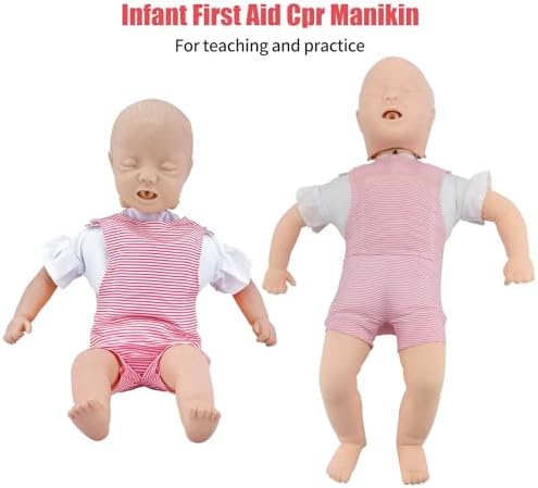 JNMFTD Infant Cpr Manikin, Baby Airway Obstruction Heimlich Training Manikin, Nursing Model PVC Full Body CPR Infarction First Aid Practice with Product Manual for Educational Teach Research