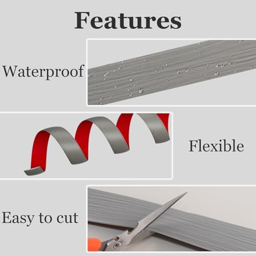 Floor Transition Strip - Self-Adhesive PVC Trim for Carpet to Flooring, Threshold Gap Cover (4ft x 1.57in, Grey Wood)