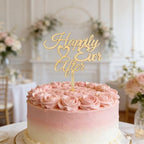 Gold Happily Ever After Cake Topper,Acrylic Marriage Cake Decor for Wedding Engagement Bridal Shower Vow Renewal Anniversary Party Decoration Supplies