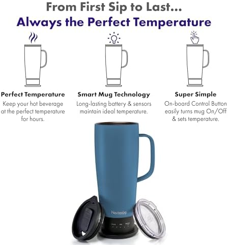 Nextmug Ultra - Temperature-Controlled, Self-Heating Travel Mug (Slate Blue - 24 oz.)