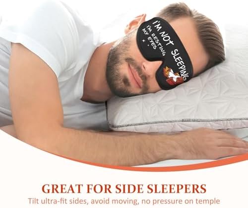 Funny 3D Zero Pressure Sleep Eye Mask for Men Women Side Sleeper, Adjustable Blackout Soft Breathable Eye Masks for Travel Nap Night Sleep, Humorous Gift Stocking Stuffers (Resting My Eyes)