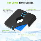Bed Sore Wheelchair Cushions, 2-Piece Set - Wheelchair Lumbar Pillow,Gel Infused Seat Cushion, 18”x16” for Sciatica, Back & Coccyx Pain，Bedsore Pressure Relief, with Anti-Slip&Washable Cover