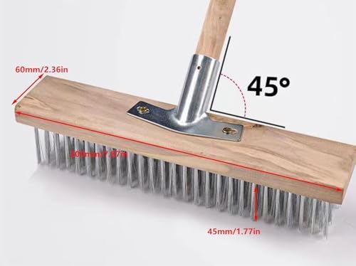 Wire Floor Brush Replacement Head Long Stiff Hair Stainless Steel Wire Brush Heavy Duty Outdoor Broom Head Deck Brush For Kitchen Bathroom Concrete Floor Patio Pavement Moss Tile Scrubbing Brush