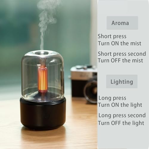 LONCIN Essential Oil Diffuser, 150ml Aromatherapy Diffuser with Auto Shut-Off Function, Ultrasonic Diffusers for Essential Oils, Cool Mist Humidifier with Warm Lights, for Home & Office-Black