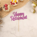Happy Retirement Cake Topper - Glitter Purple Retirement Party Cake Decorations, Picks for Retired Cake Smash Decor, Happy Retirement Sign Cake Top Photo Booth Props (Purple)