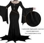 YOGFIT Costumes for Morticia Long Black Gothic Bat Sleeve Dress Halloween Cosplay Costumes for Women